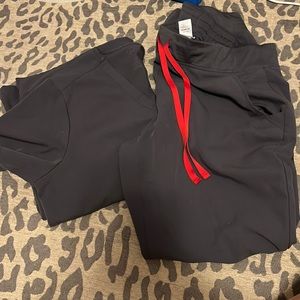 XL Figs Scrub top only- Charcoal